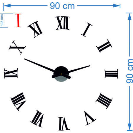 Nalepovací nástěnné hodiny římské 2D plexi Nalepovací nástěnné hodiny římské 2D plexi