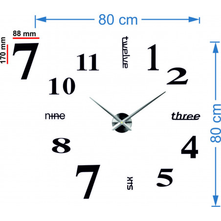 Moderní nástěnné hodiny sedm 2D plexi MIRROR