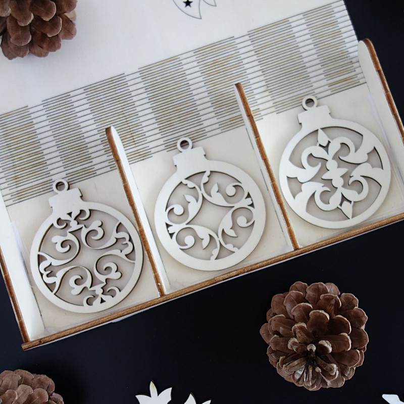 Dřevěné vánoční ozdoby, 1 sada-18 kusů