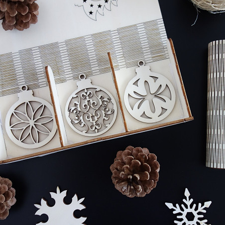 Sada dřevěných dekorací na Vánoce, 1 sada-18 kusů