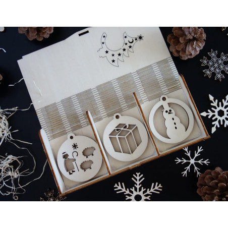 Dřevěné vánoční ozdoby, 1 sada-18 kusů