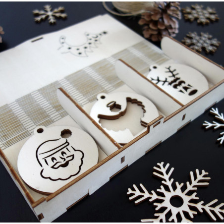 Kolekce vánočních dřevěných ozdob, 1 sada -18 kusů