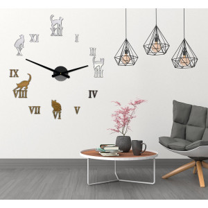 Nalepovací hodiny na zeď kočky 2