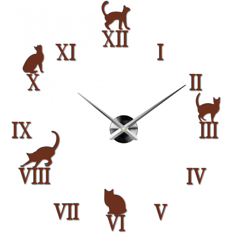 Hodiny na stenu mačky  DIY CAFORD 2D