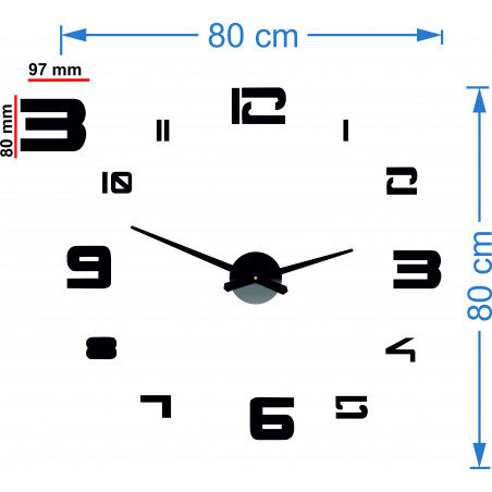 Nástěnné hodiny samolepicí velké plexi DIY STRONGO