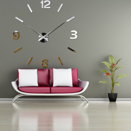 Nástenné hodiny zrkadlové velké DIY 3D PENA PMMA Nástenné hodiny zrkadlové velké DIY 3D PENA PMMA