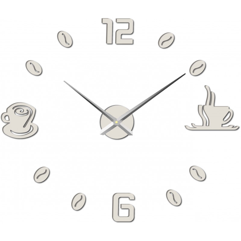 Velké nástěnné hodiny nalepovací COFFE PLEXI