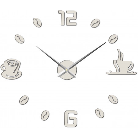 Velké nástěnné hodiny samolepicí COFFE PLEXI