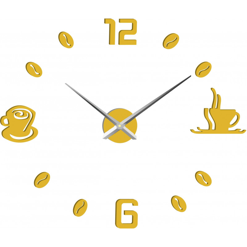 Velké nástěnné hodiny nalepovací COFFE PLEXI