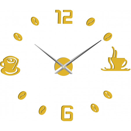 Velké nástěnné hodiny nalepovací COFFE PLEXI Velké nástěnné hodiny nalepovací COFFE PLEXI