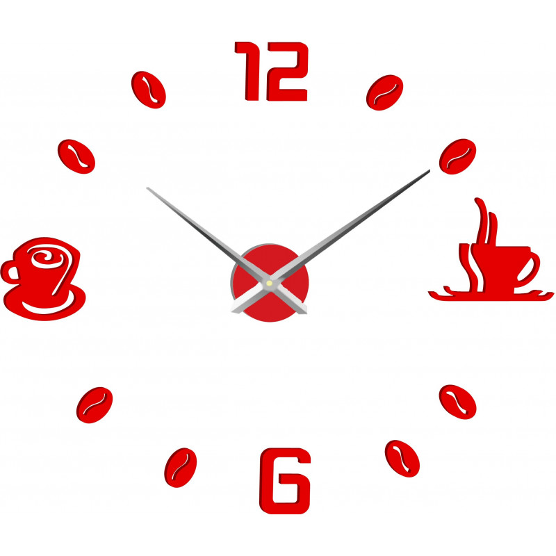 Velké nástěnné hodiny samolepicí COFFE PLEXI