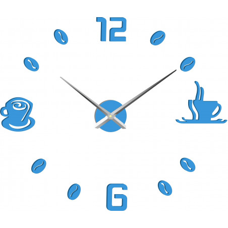 Velké nástěnné hodiny nalepovací COFFE PLEXI Velké nástěnné hodiny nalepovací COFFE PLEXI
