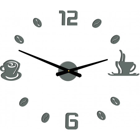 Velké nástěnné hodiny samolepicí COFFE PLEXI