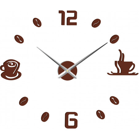 Velké nástěnné hodiny samolepicí COFFE PLEXI