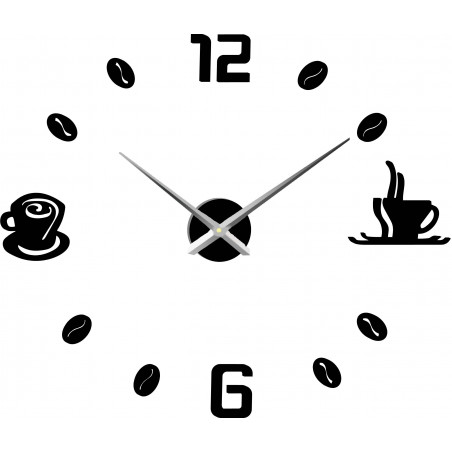 Velké nástěnné hodiny samolepicí COFFE PLEXI