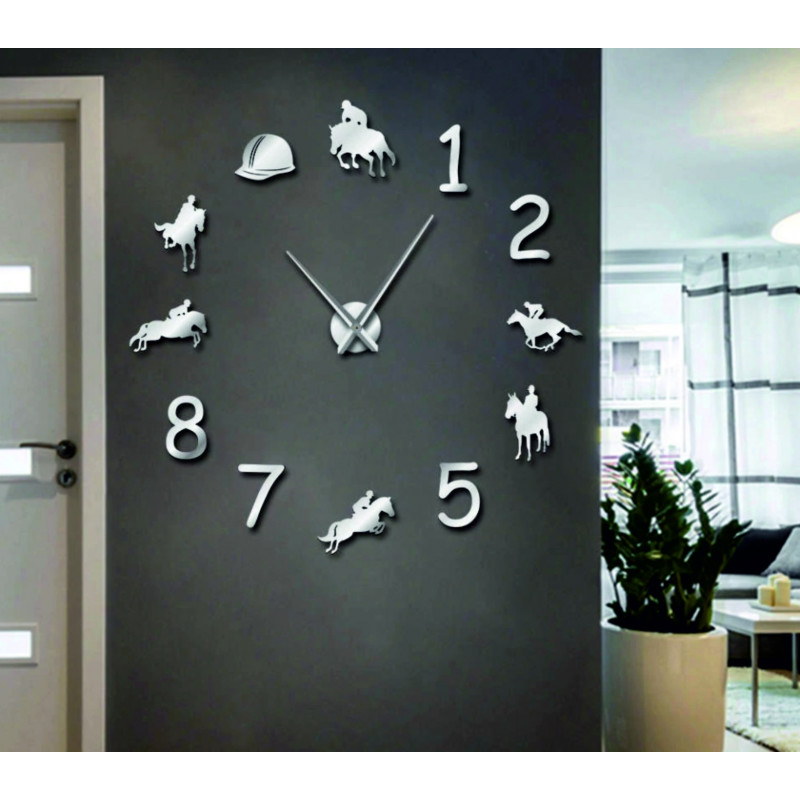 Velké nástěnné hodiny rodeo koně jezdec na koni hodiny 3D DIY Cowboys
