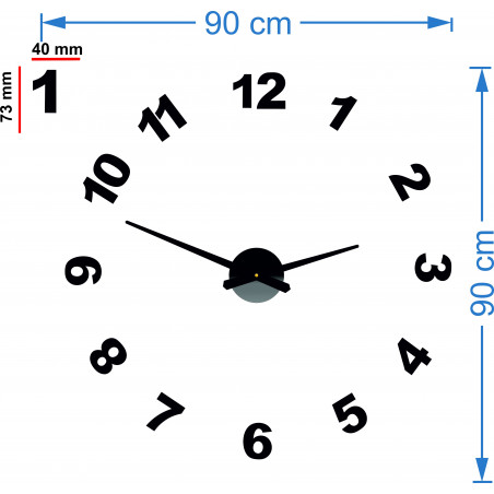 Designové nástěnné hodiny samolepicí PLEXI čísla OPTIC