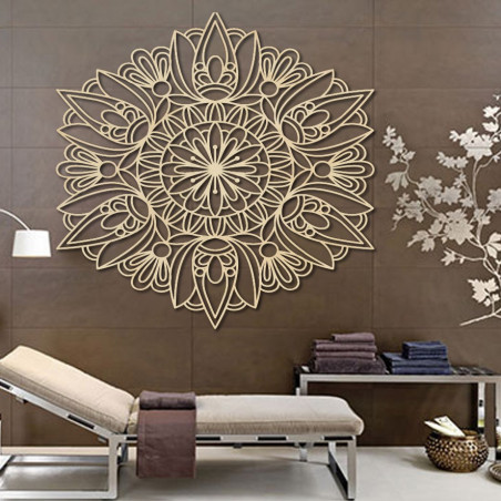 Vyřezávaný květ mandala dřevěný obraz na stěnu z překližky rose
