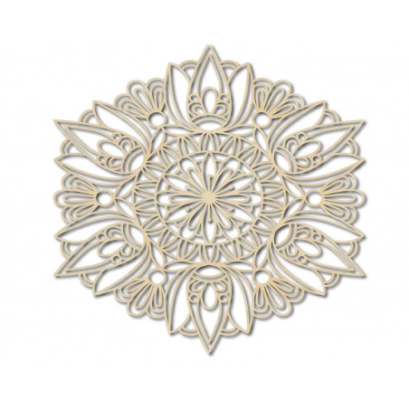 Vyřezávaný květ mandala dřevěný obraz na stěnu z překližky rose