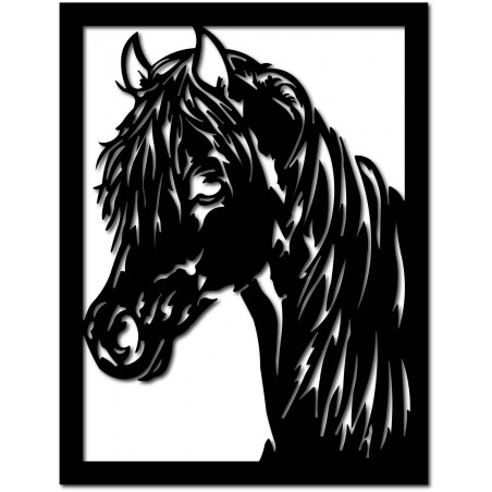 Vyřezávaný dřevěný překližkový obrázek hlavy koně na zeď