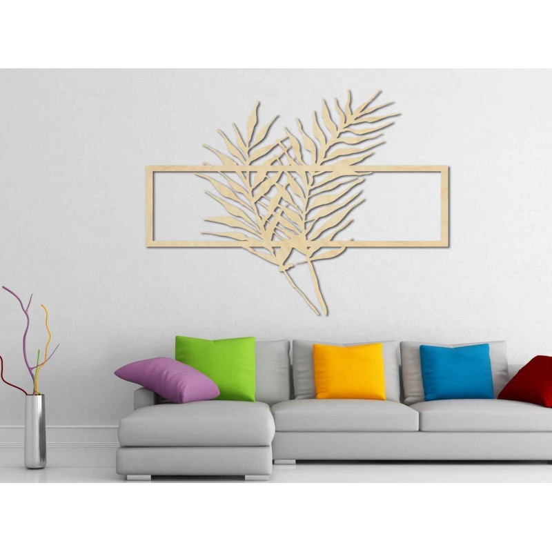 Zajímavý obraz na stěně z dřevěné překližky palmových listů