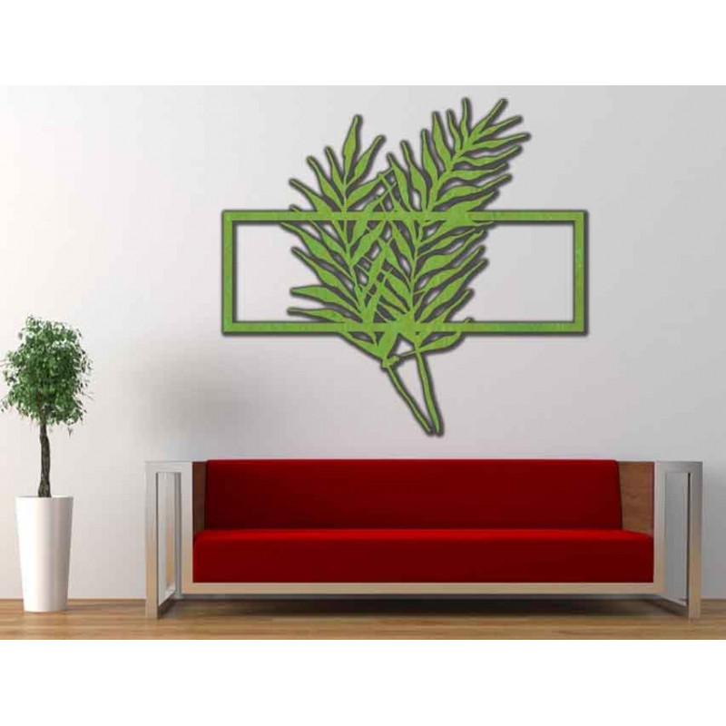 Zajímavý obraz na stěně z dřevěné překližky palmových listů